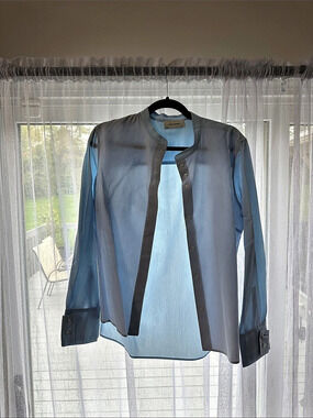 Wales Bonner Portrait Shirt Blouse Blue & Gray